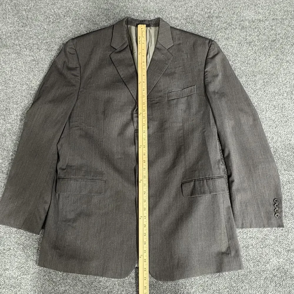 Calvin Klein Blazer Mens 46L Gray 100% Wool 3 Button Notch Lapel Sport Coat
